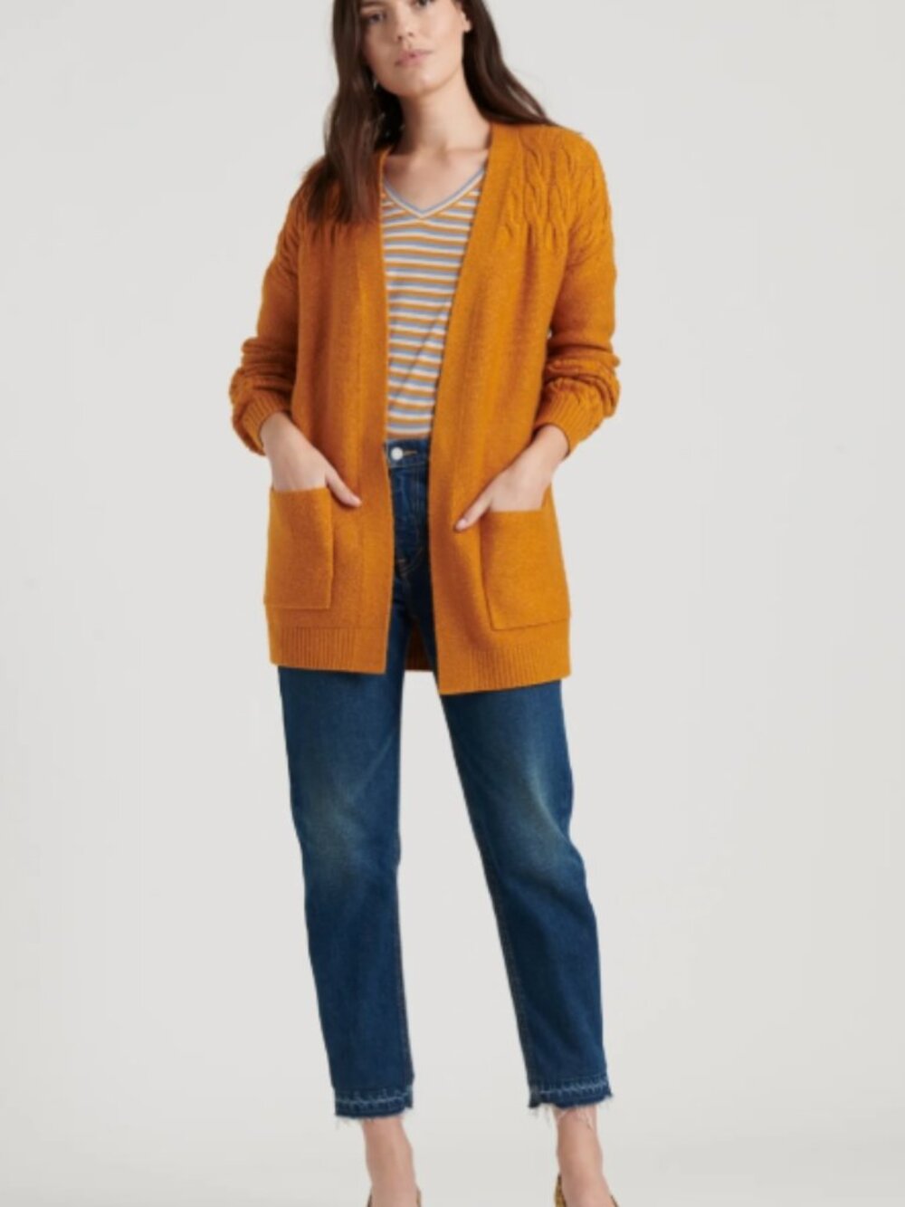 Lucky Brand Women's Sudan Brown Open Front Venice Cable Knit Cardigan Size XL